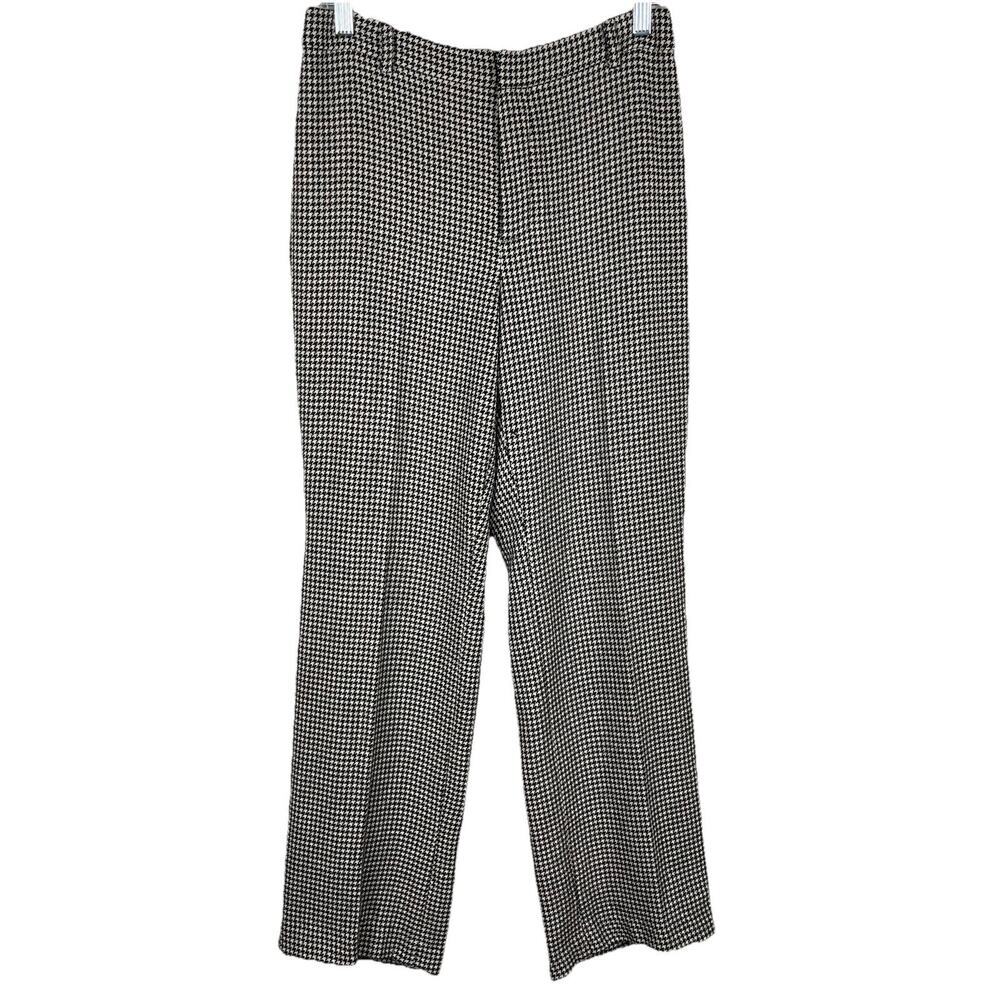 Ralph Lauren Black Label Wool Cashmere Pants Womens 10 Houndstooth Straight FLAW